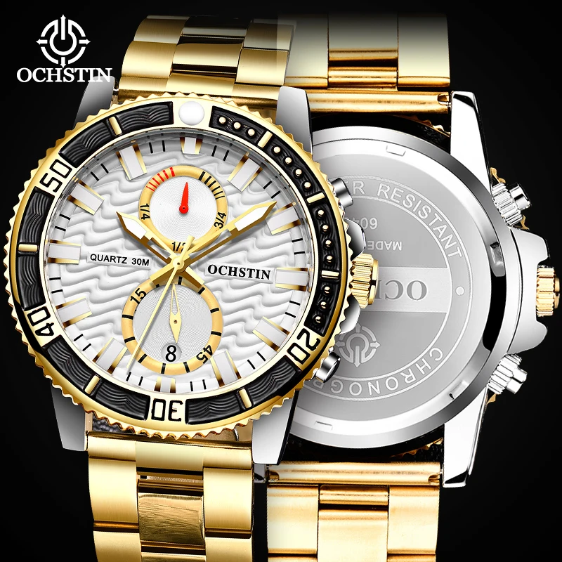 OCHSTIN Originale Series Multi-functional Quartz Watch Steel Strap HD Glow-in-the-dark Gentleman Quartz Watch