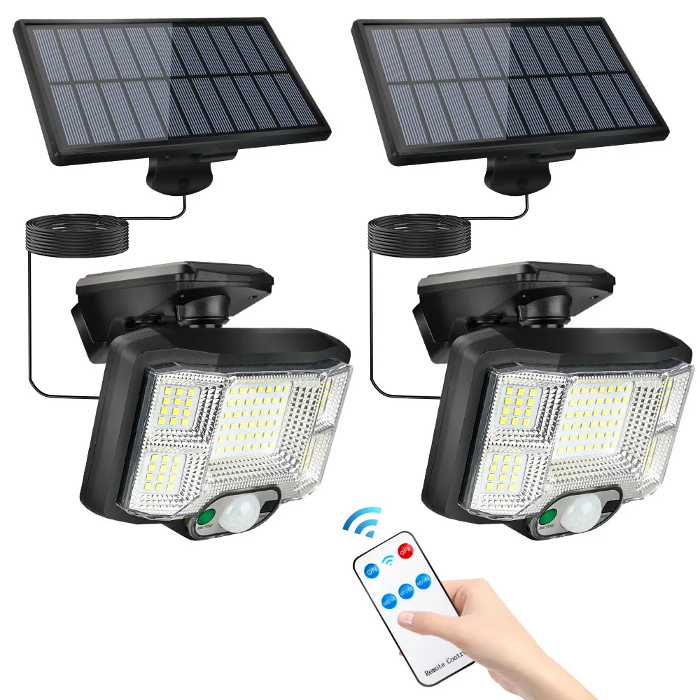 Solar LED Light Outdoor Motion Sensor Split Solar Lamp With Remote Waterproof Garage Patio Garden 168 COB Solar Wall Light