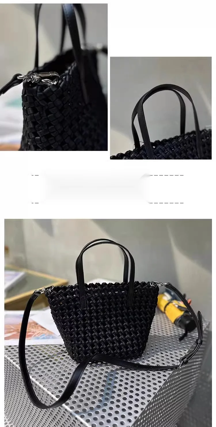 Borsa a secchiello intrecciata donna piccola a tracolla_voghion.com