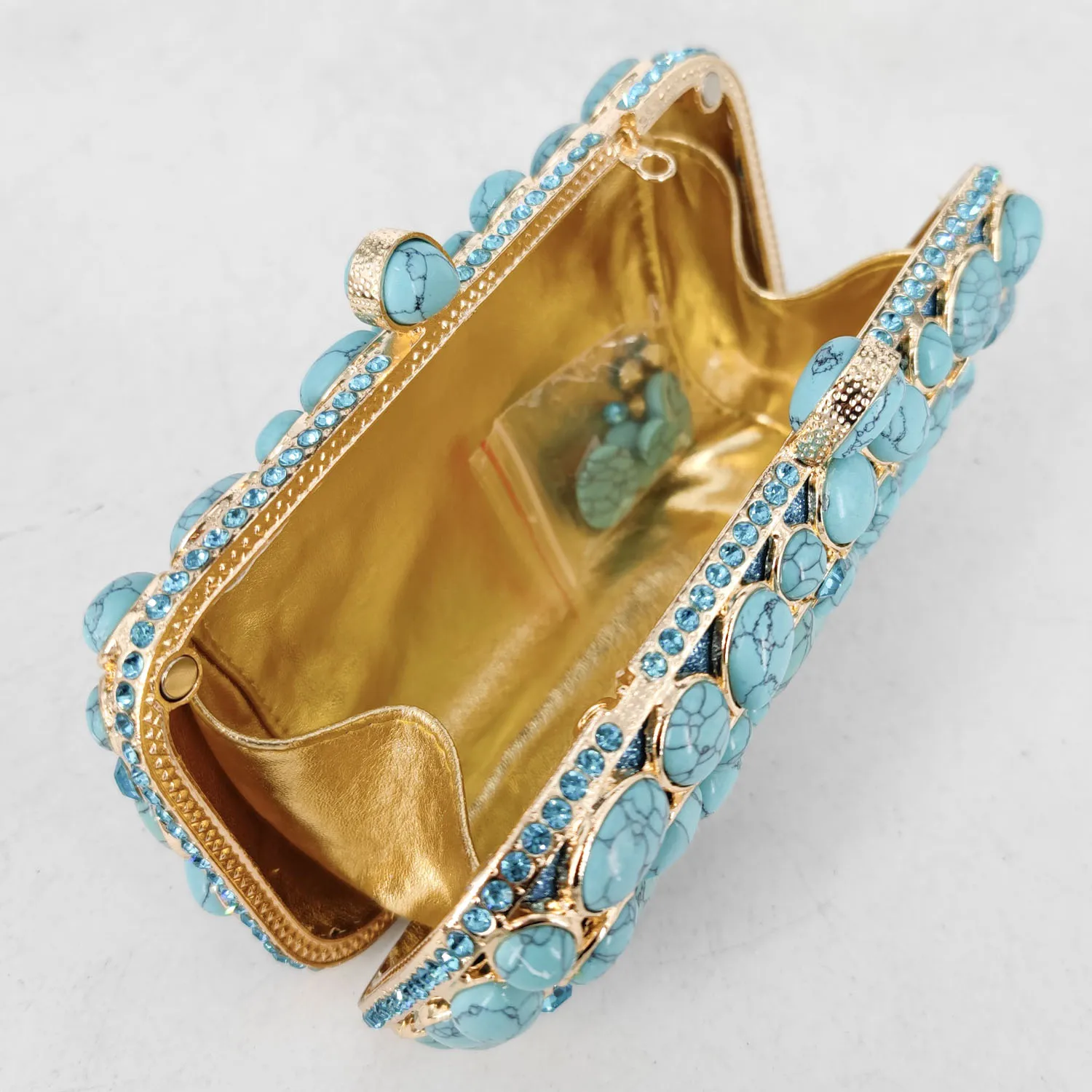 Boutique De FGG-Bolsos De noche con piedra De ágata turquesa para mujer, bolsos fiesta formales con diamantes De imitación - AliExpress
