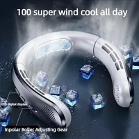 Midea 8000mAh ventilateur de cou suspendu Portable ventilateur de tour de cou sans lame affichage numérique puissance refroidisseur d'air USB ventilateur électrique Rechargeable 3