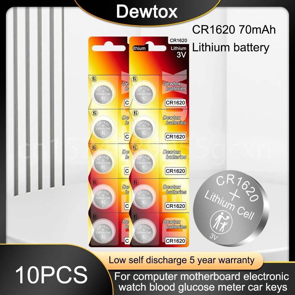 10PCS70mAhCR1620DL1620ECR1620CR16203VLithiumBatteriesCell