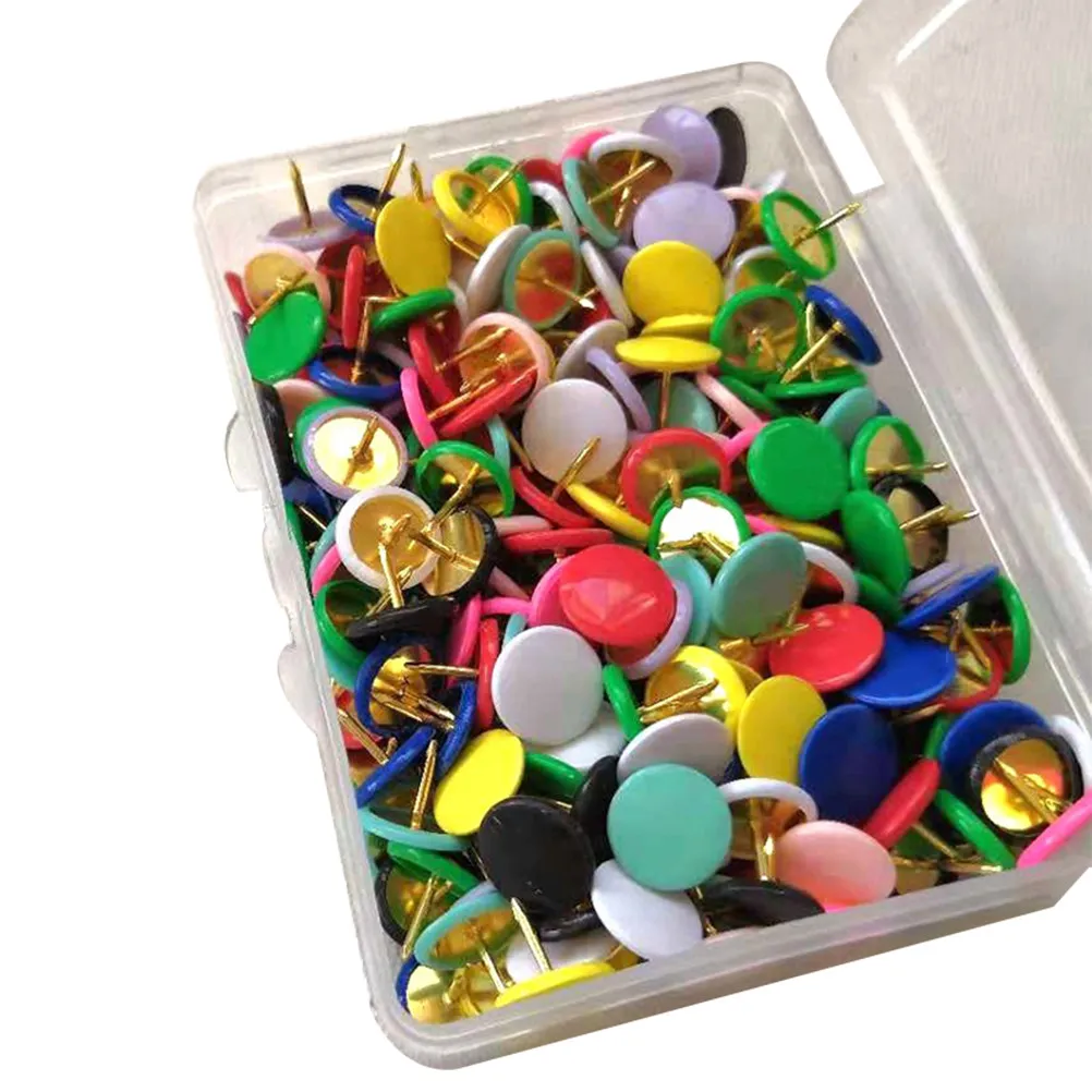 300pcs 다채로운 푸시 핀 플라스틱 플랫 드로잉 압정 장식 사무용품 게시판 코르크보드용