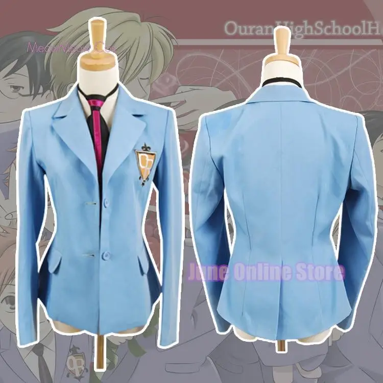 

Ouran High School Host Club Cosplay Boy School Uniform Blazer Blue Jacket Coat Haruhi Kyoya Hikaru Takashi Halloween Costume