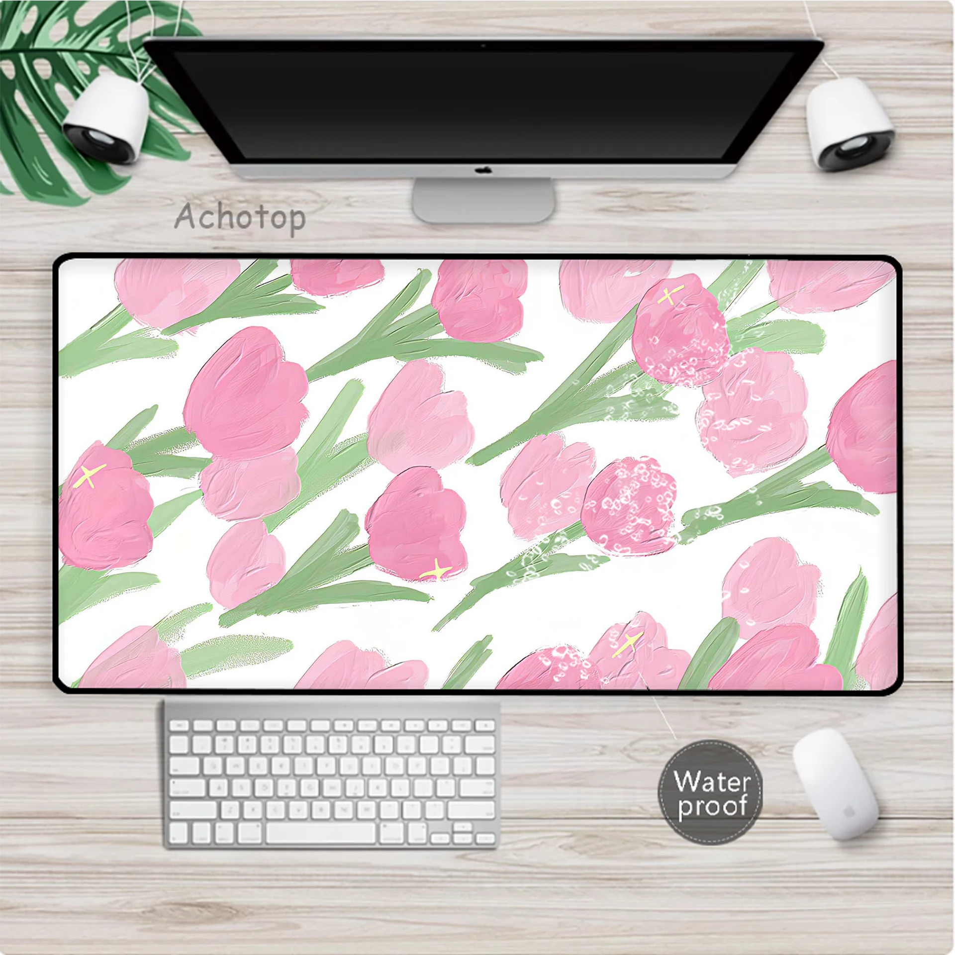 

Waterproof Flower Mouse Pad HD Print Gaming Setup Accessories Mousepad 90x40cm Desk Mat Locking Edge Mouse Pads Keyboard Mat