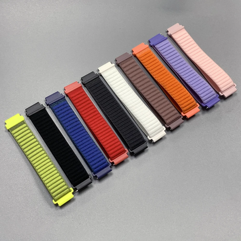 Nylon Velcro Strap Braided Bracelet Band - 20/22mm Adjustable Watchband
