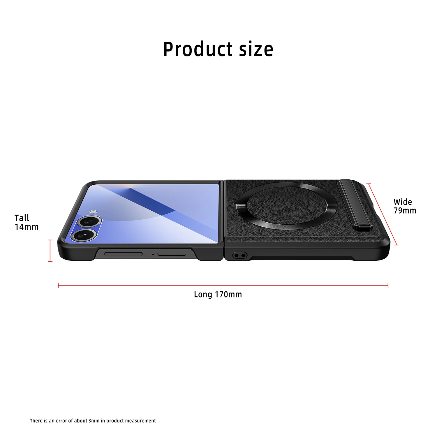 Magnetic Wireless Charging Kickstand Phone Case with Hinge Protection and Leather Cover