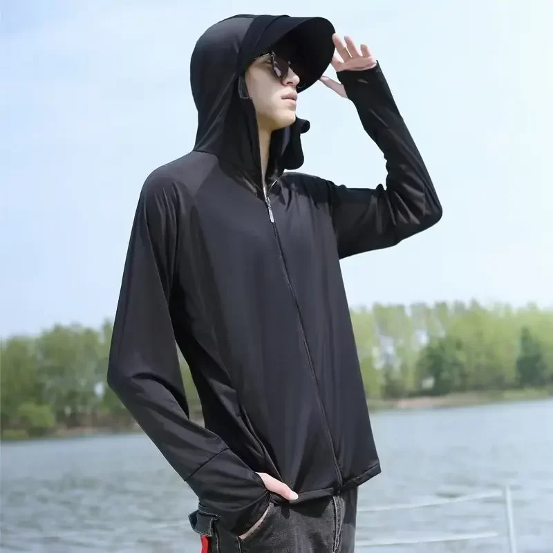thumbnail image 1 of Ropa de protección solar para hombres y mujeres, pareja, malla de seda de hielo, protección Uv, ropa de pesca, ropa fina y transpirable para el sol para hombres, 1 of 5