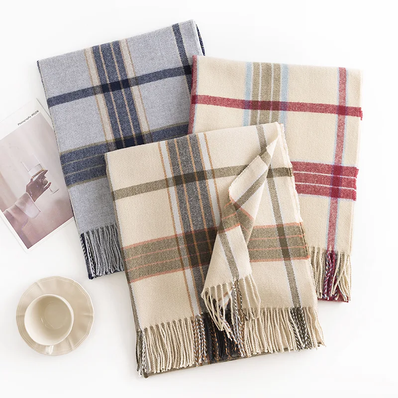 

Striped Scarf Women's Autumn and Winter New Imitation Cashmere Scarf Japanese and Korean Sweet Fashion Shawl Warm Neck