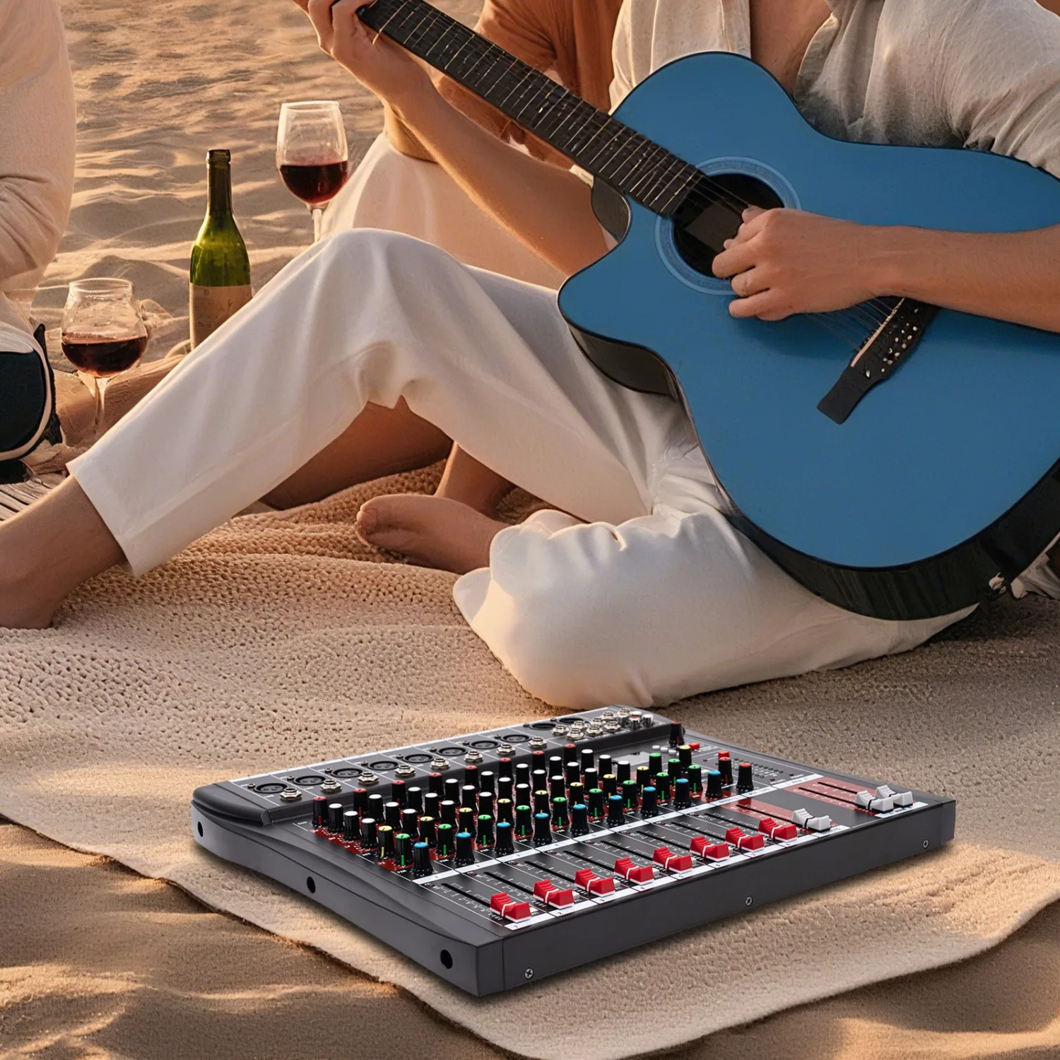 8 Channel Audio Mixer, Bluetooth USB Live Studio GDAE10 DJ Professional Mixing Console Power Amplifier Sound Board Desk System 2