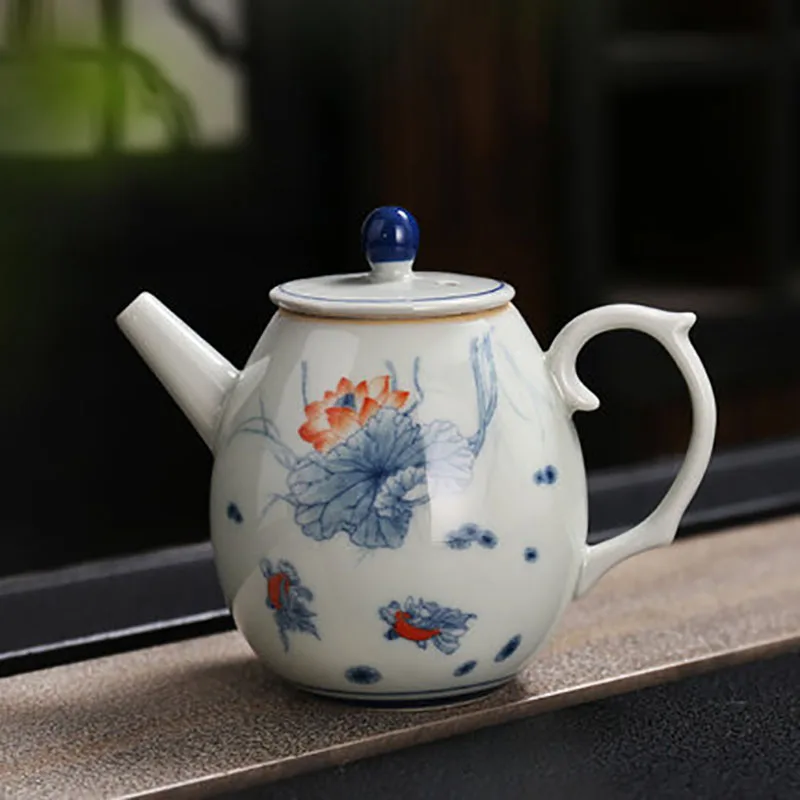 Vintage Retro Ceramic Teapot, Hand Painted Flower, China Porcelain Tea Pot, Infuser Container, Tea Ceremony, Teaware Gifts