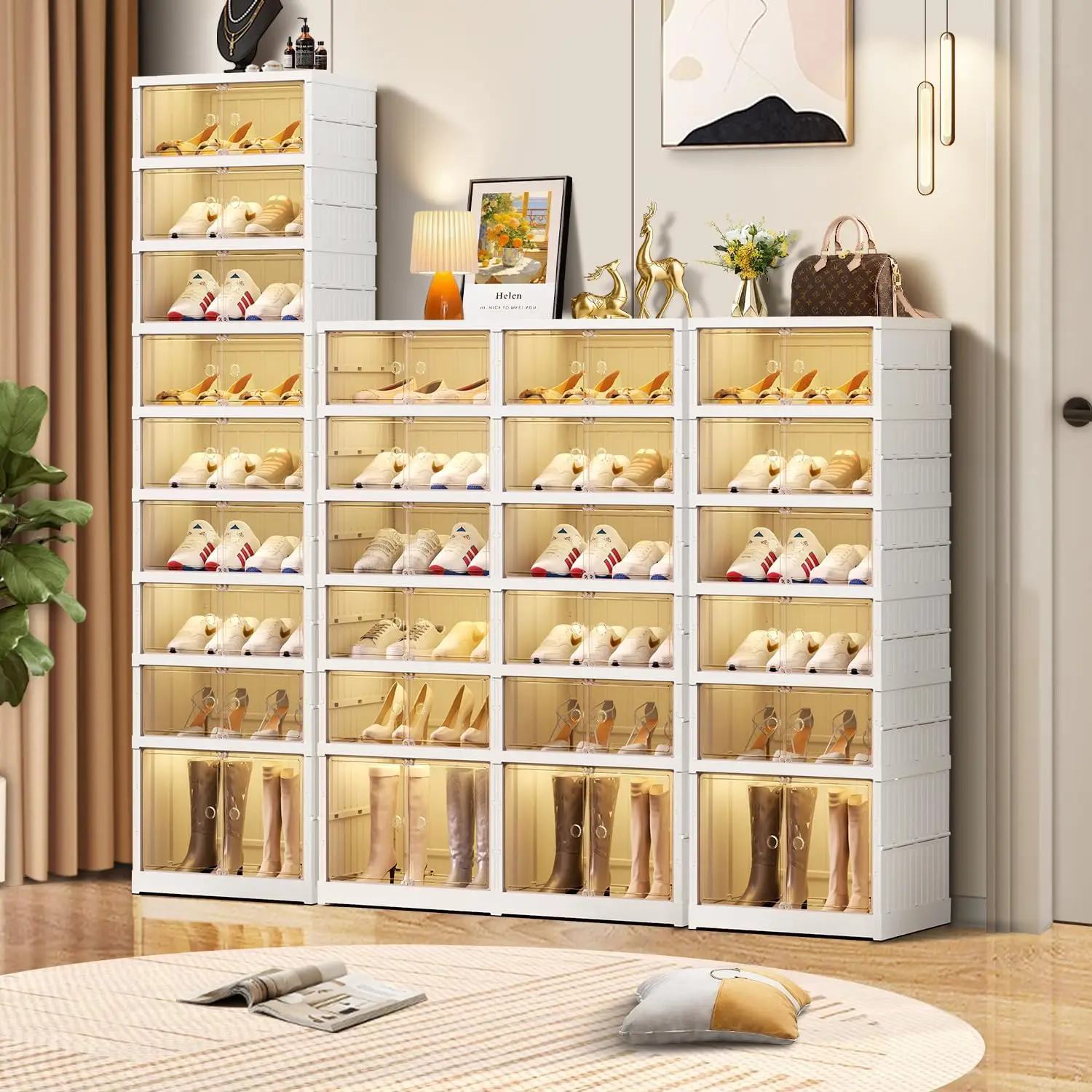 9-Tier  Shoe Rack Organizer for Closet  Plastic Shoe Shelf Collapsible Shoes Storage Box Clear Shoe Boxes Stackab 6