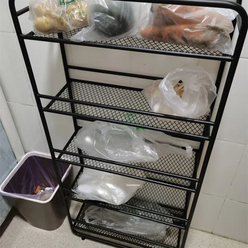 Nordic Stainless Steel Kitchen Trolley for Furniture Storage Cart Light Luxury Multifunction Multilayer Household Auxiliary Cart