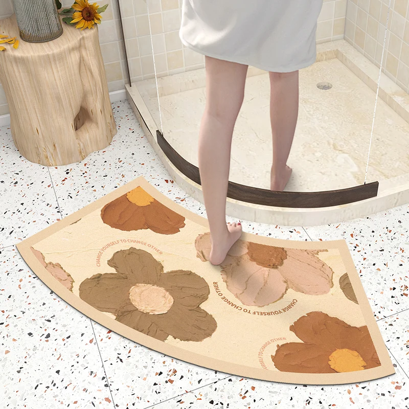 FanshapedArcBathroomFloorMatsSoftDiatomMudAbsorbentMats