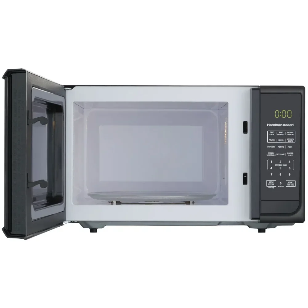 0.9 cubic foot matte black microwave oven with 6 quick setting menu options, easy to read LED display, and child safety lock 5