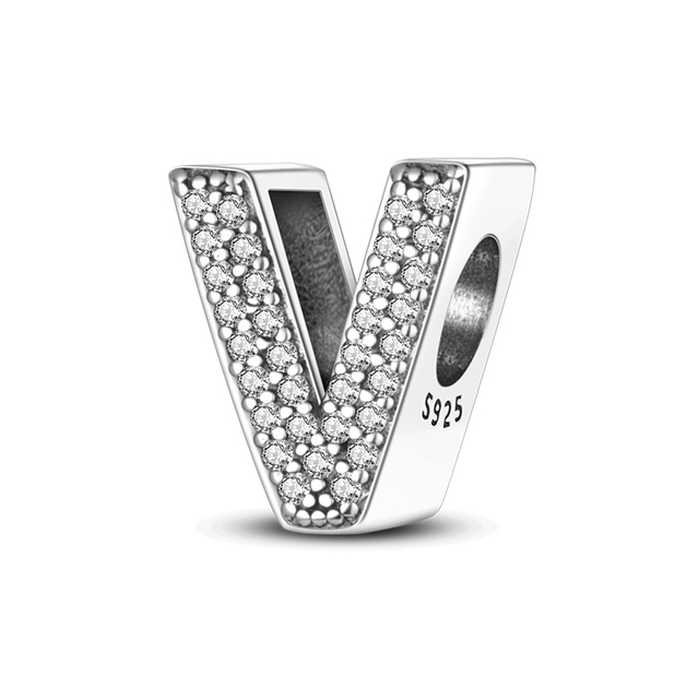 Sale 100% 925 Silver Color 26 letters A-Z series Charm Bead Fit Original Pandora Bracelet Bangle For Women Jewelry Gift 2022