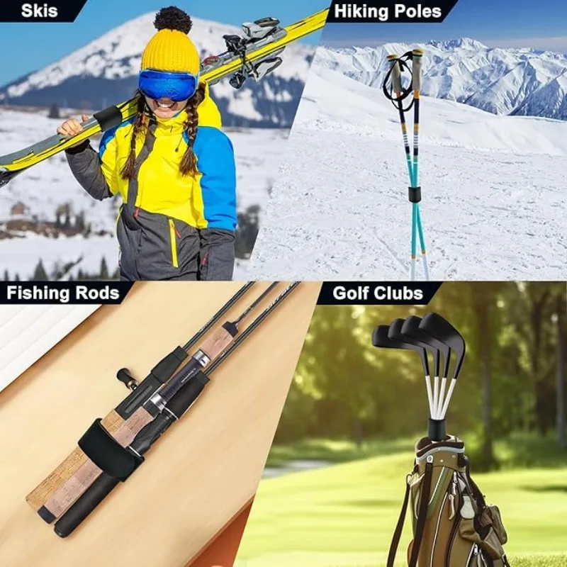 Adjustable Ski Wrap Straps Skis Band Storage Ski Fastener Tape Ski Storage Tie with Protective Pad Skis Accessories Winter Sport 6
