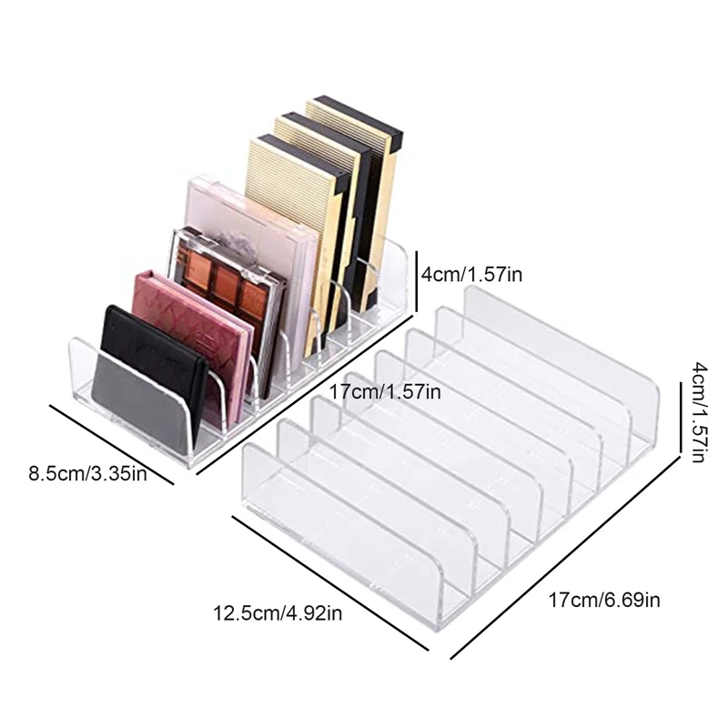 Transparent Acrylic Desk Book Organizer Makeup Cosmetics Storage Box Rack 7 Slots