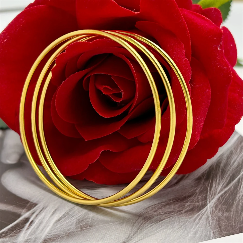 Yellow Gold Plated  Women's Hand Bracelets Stainless Steel 60/62mm Round Circle Bangles Wristband Pulsera Trendy Jewelry Gifts 2