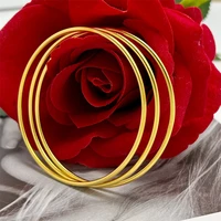 Yellow Gold Plated  Women's Hand Bracelets Stainless Steel 60/62mm Round Circle Bangles Wristband Pulsera Trendy Jewelry Gifts 2