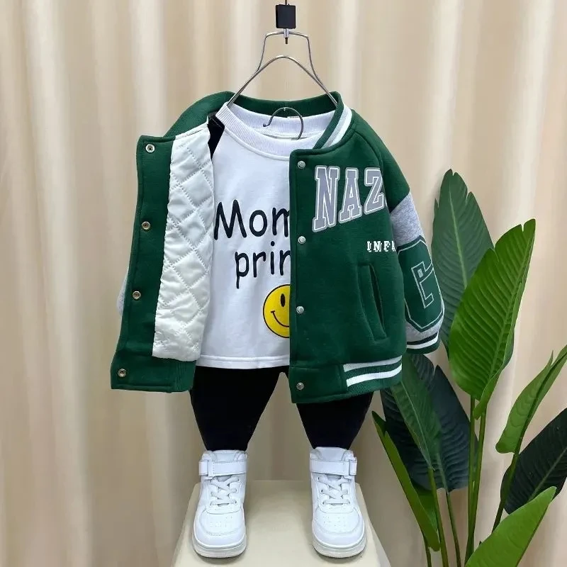 Boys Warm Jacket Autumn and Winter New Children's Cotton Clip Thickened Jacket Kids Baby Baseball