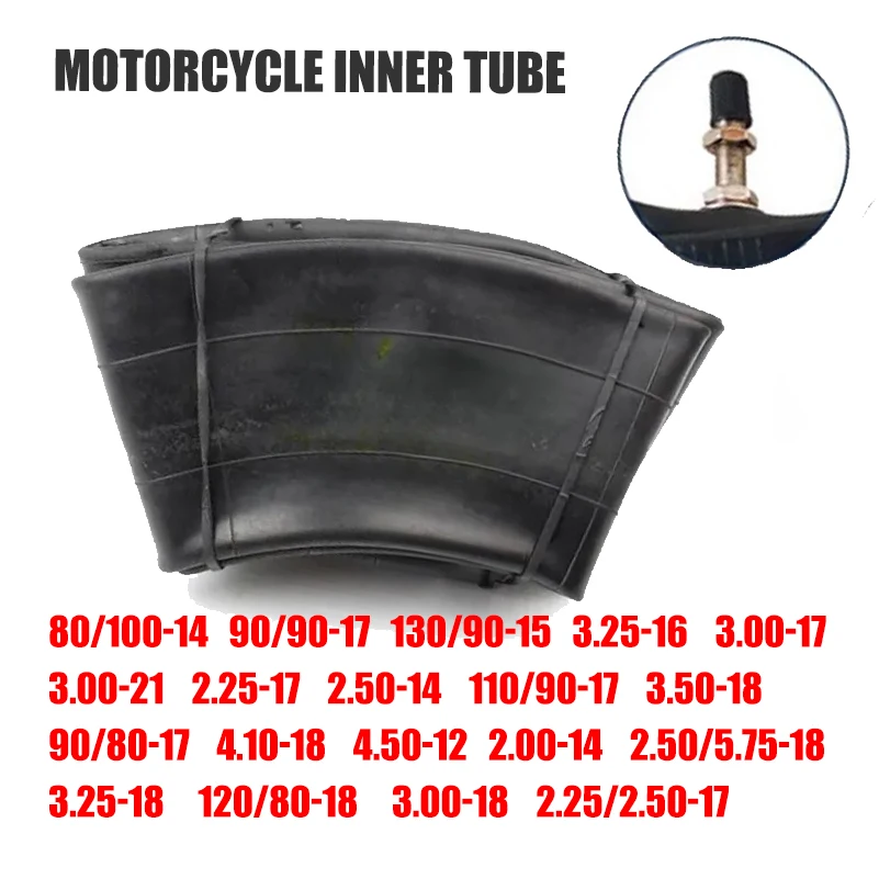 Pneumatico Interno Moto 12/14/16/17/18/19/21 Pollici 130/70/70-17 90/90/70-17 3.25/90-16 3.00/70-21 Valvola Diritta Per Fuoristrada
