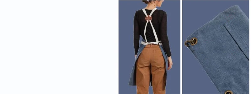 Unisex-Schürze mit Canvas-Rückseite und Taschen für Küche, Koch- und Backstudio-Uniform-Latzschürze für Damen und Herren, Koch-Arbeitskleidung – Detail 13