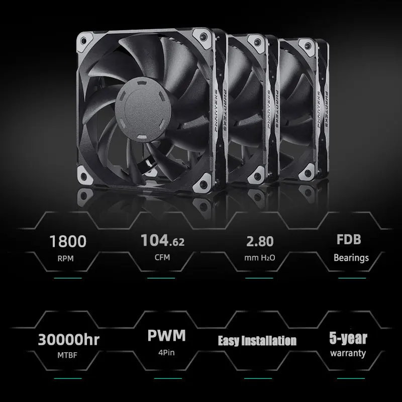 Phanteks-ventilador Silencioso para Cpu Rolamento Fdb em Cascata Alto Fluxo de ar M25-f140 F120 140 mm 120 mm Pinos Pwm 4002000rpm - Imagem 5