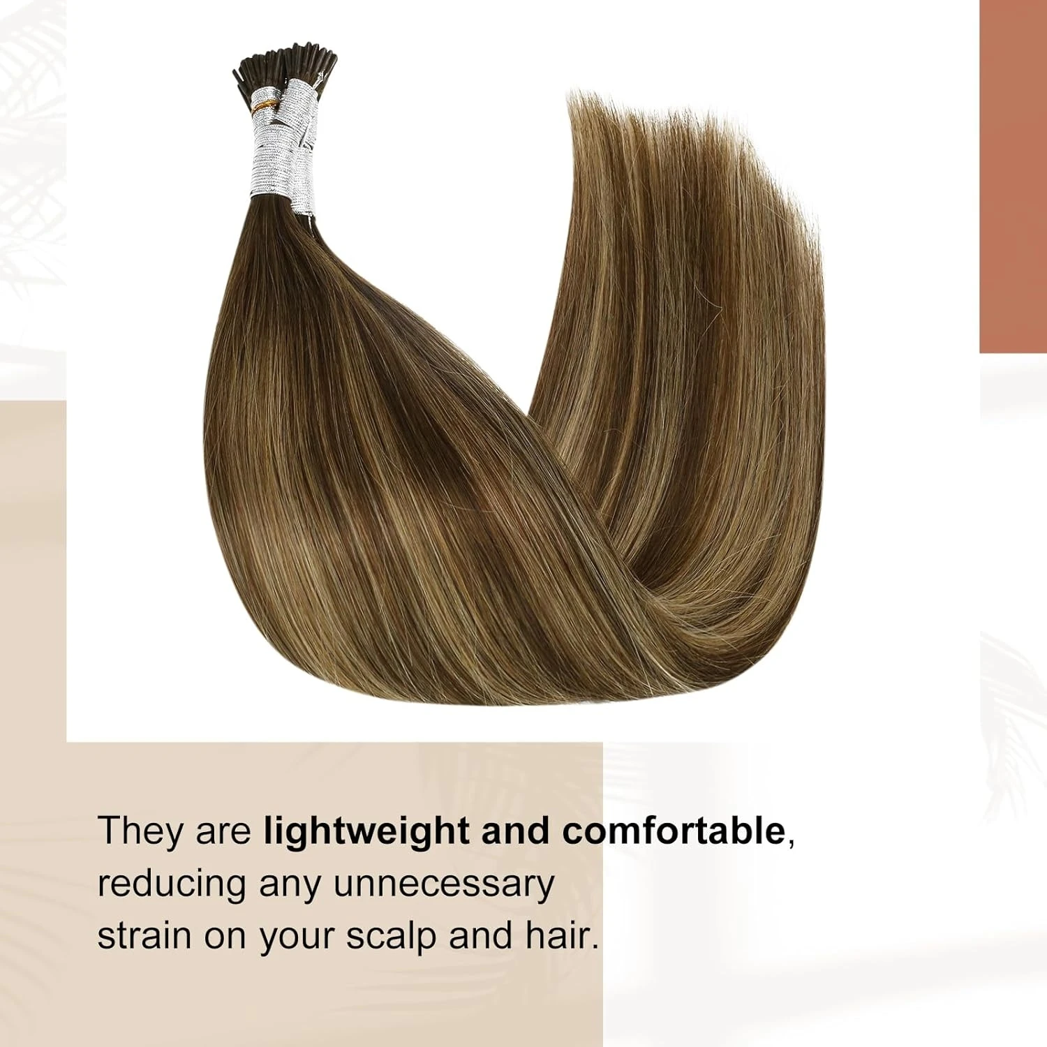 Full Shine Straight I Tip Hair Natural Real Human Fusion Hair Extensions 100 Strands Stick Tip Soft Extensions For Party