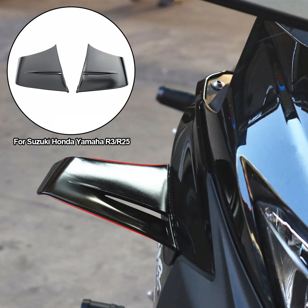 2Pcs Motorrad Winglet Aerodynamische Spoiler Flügel Kit Mit Klebstoff Motorrad Dekoration Aufkleber Für Suzuki Honda Yamaha R3/R25