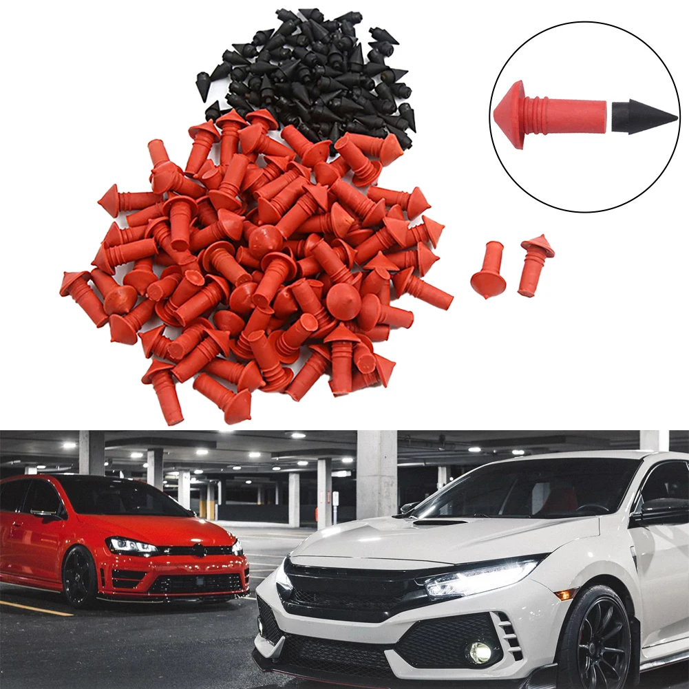 

180PCS Mushroom Shaped Car Tire Repair Insert Plugs Kit Red & Black Plastic & Rubber Needle Tool For Tyre Rubber Strip Insertion