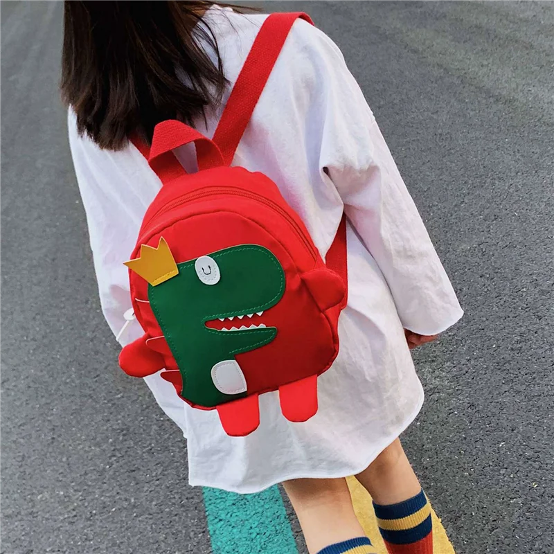 FX-2X Cute Kids Kindergarten School Bag 3D Cartoon Dinosaur Mini Backpack New Baby Boy Girl School Bag Red 4