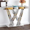Decorative table Style W Silver Entryway Table Inlay with Sparkly Crushed Crystals, 35 inches Table for Living Room Hallway 1