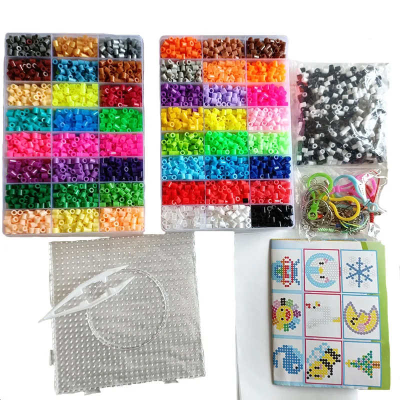 Perler Beads Kit 5mm/2.6mm Hama beads Whole Set with Pegboard and Iron 3D Puzzle DIY Toy Kids Creative Handmade Craft Toy Gift 3