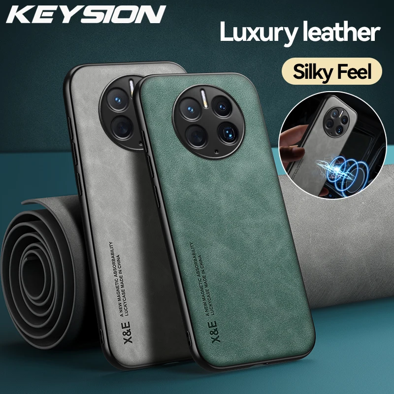 KEYSION Luxus-Lederhülle für Huawei Mate 50 Pro 40 Pro, Silikon + PC, stoßfeste Handyhülle für Huawei Mate 20 30 Pro 5G_voghion.com