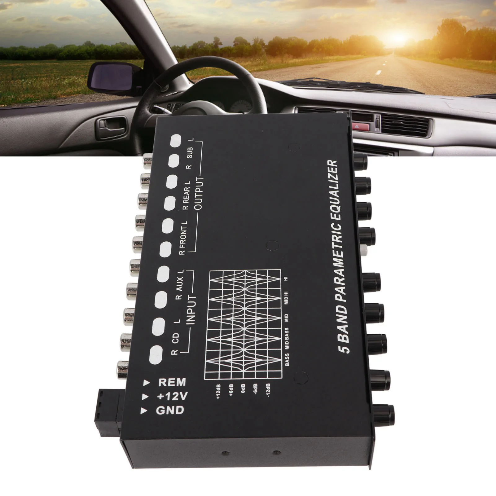 Car Audio Equalizer Adjustable 5 Bands Precise Tuning EQ Tuning Crossover Amplifier Graphic Equalizer