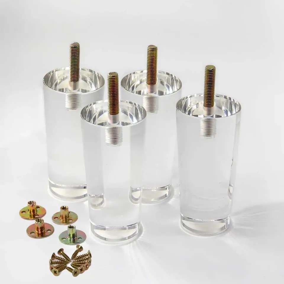 

Acrlic Whole Transparency Crystal Cylinder Shape Art Sofa Bed Small Side Table Cabinet Furniture Leg 50*100mm 50*120mm 4PCS
