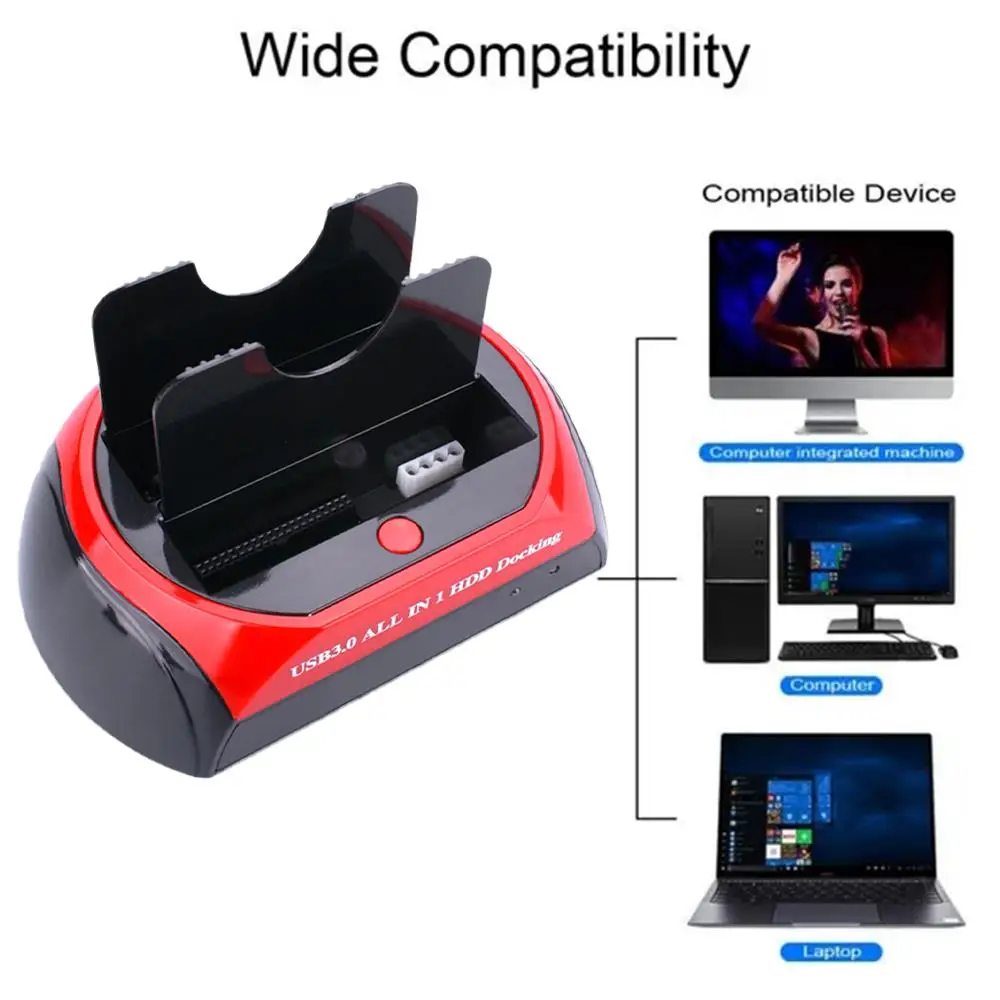 

USB3.0 TO IDE+SATA SSD Docking Station Hard Disk Enclosure External Disk Box Case External Hd Dual Slots Hard W7M4
