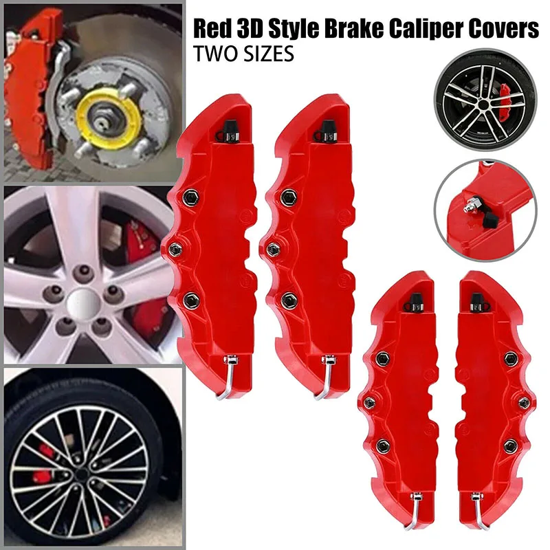 3D Car Disc Brake Caliper Covers Front & Rear Kit Car Caliper Cover Decoration Auto Brake Cover Accessories