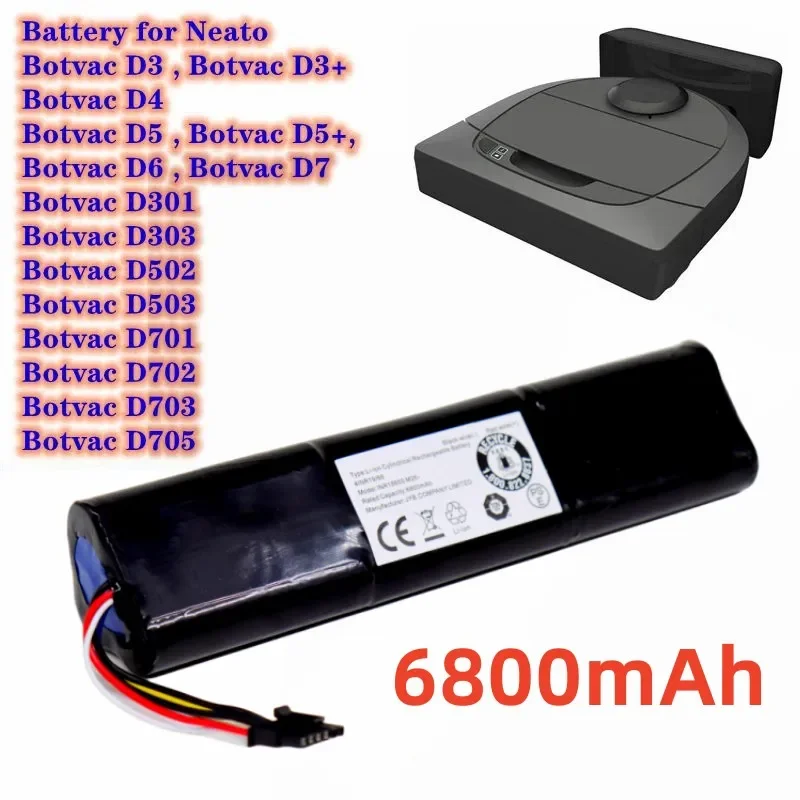 New Original Replacement Battery 14.4V 6800mAh for Neato Botvac D3 D4 D5 D6 D7 D301 D303 D502 D503 D701 205-0011 Sweeping Robot