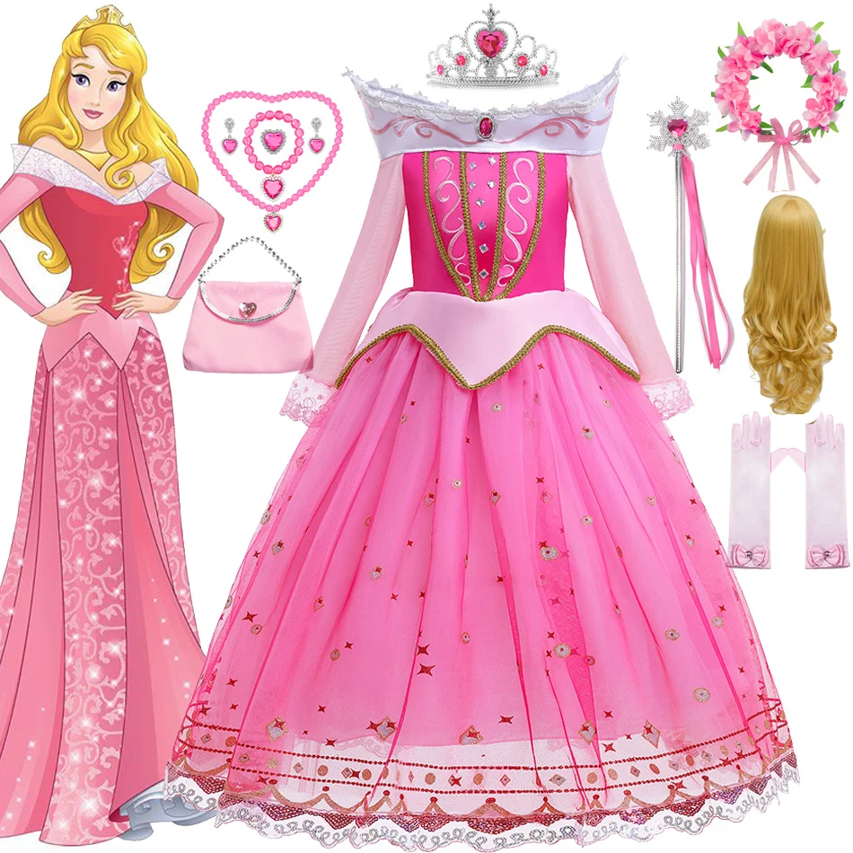 Costume de la princesse Aurore Disney La Belle au bois dormant, toute  petite et enfant, robe de princesse lumineuse rose, choix de tailles