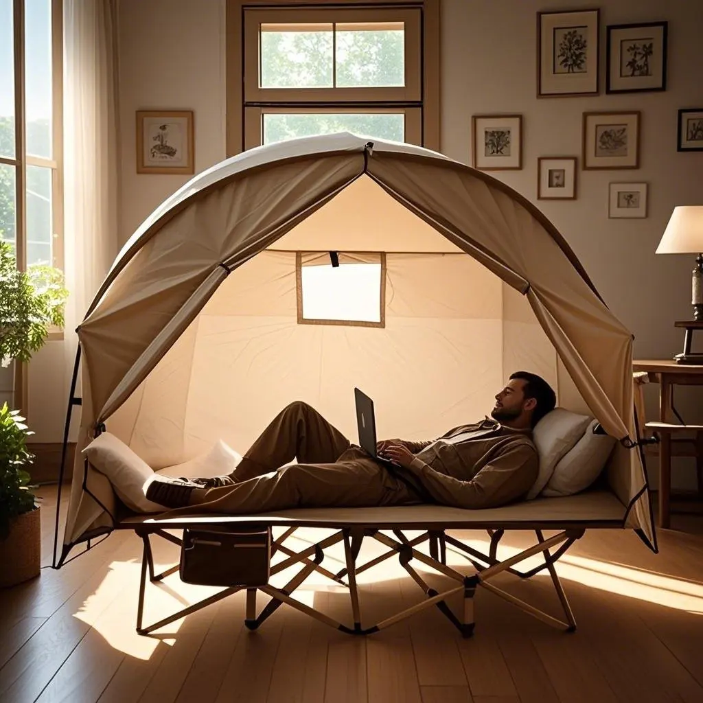 Foldable Camping Cot Tent 4-in-1 Elevated Sleeping Bed for 1 Person Portable Outdoor Gear Off-the-Ground Fishing Tent