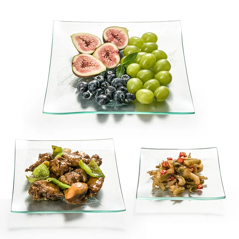 Plate Set Square Clear Glass Plates For Crafts Luxury Square Shape