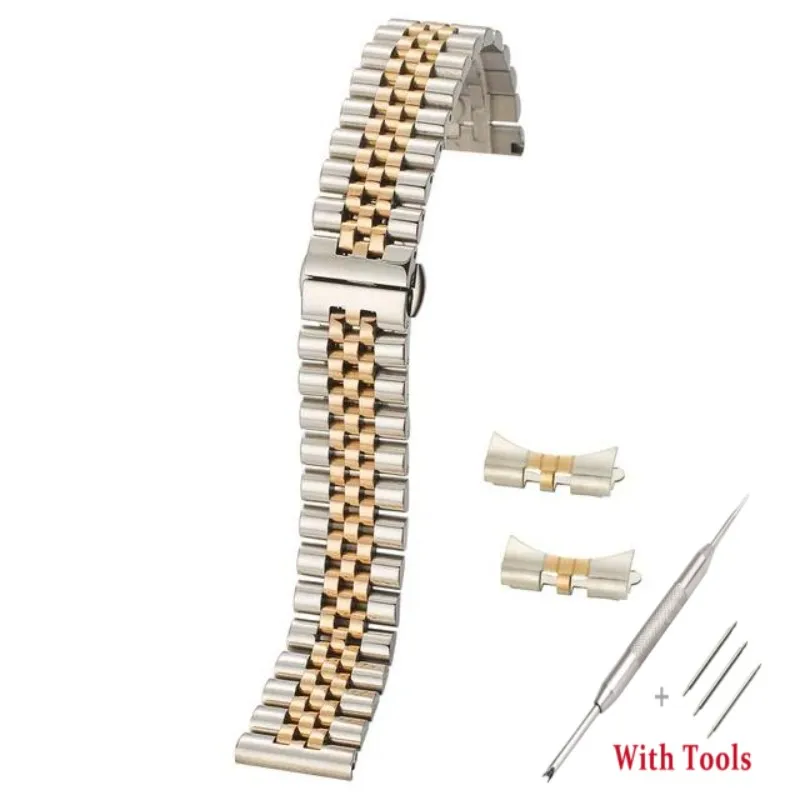Stainless Steel Solid Watch Band Strap with Hollow Arc Interface