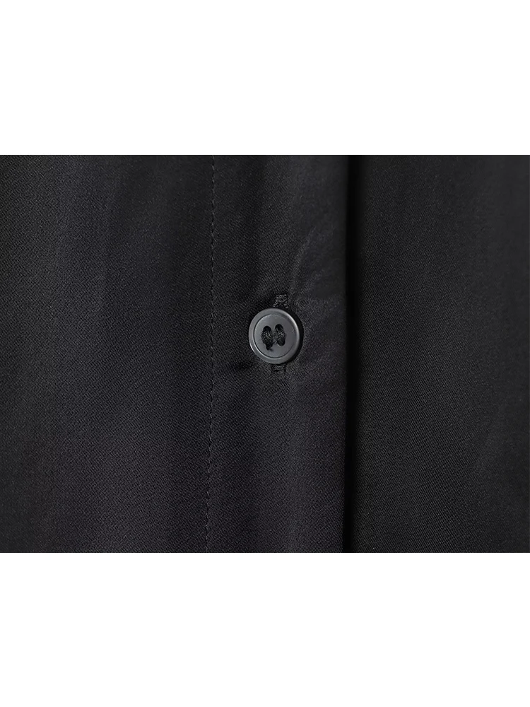  2026 New Women Fashion Solid Split Cloak Shirt Fashion Irregular Design Long Sleeves O-neck Loose Tops Temperament Blouse