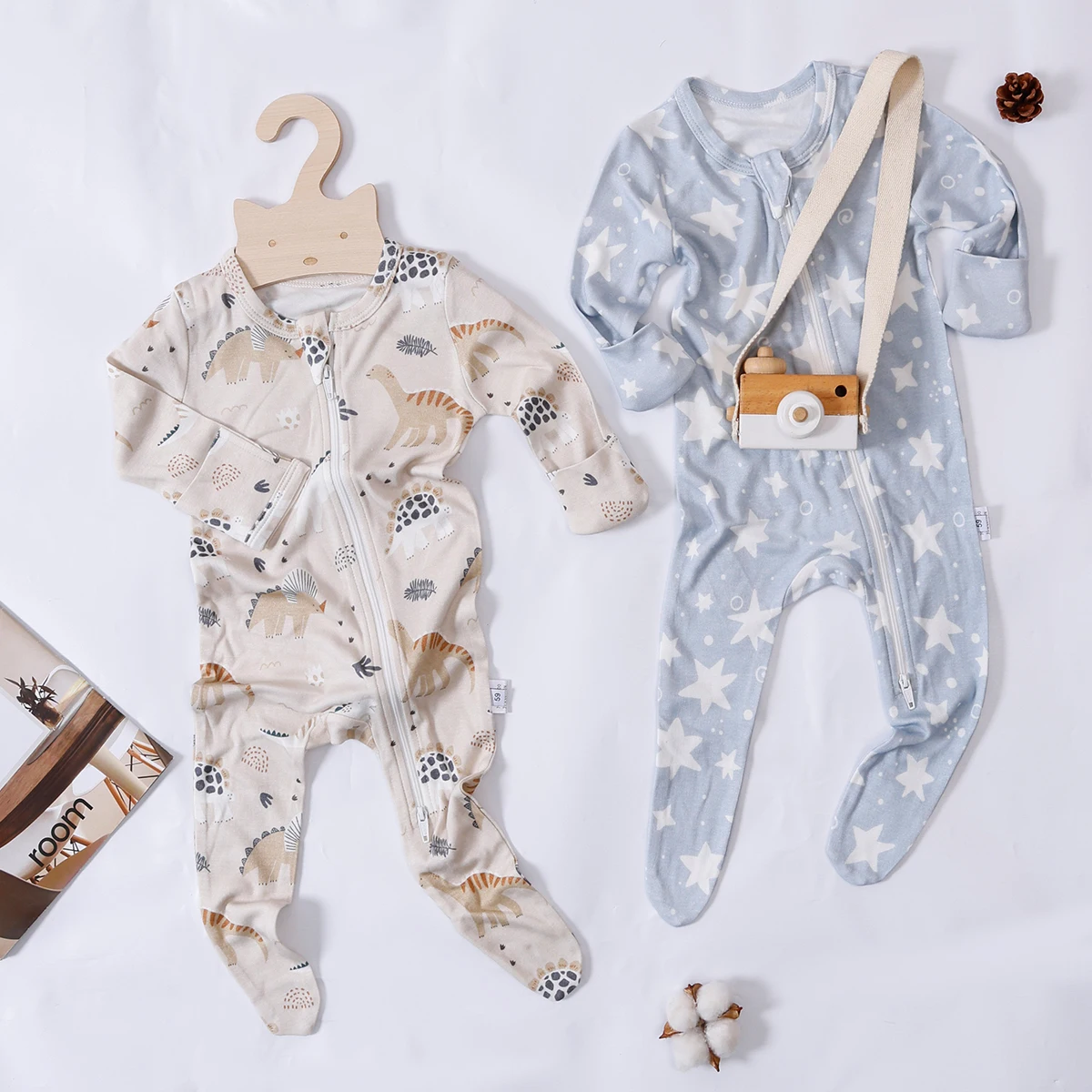 HappyFlute New Print Soft Bamboo Cotton Jumpsuit Footbinding Baby Romper Spring and Autumn Baby Boy&Girls Newborn Clothings 6