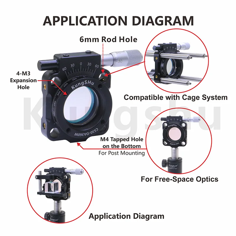 CS30-OA360W 30mm 케이지 시스템 360 ° 정밀 조정 기능이 있는 회전 마운트