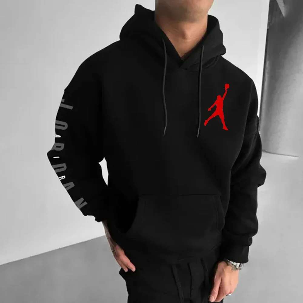 Men Women Hoodies Oversized Letter Basketball Print Loose Pullover Casual Sports Sweater