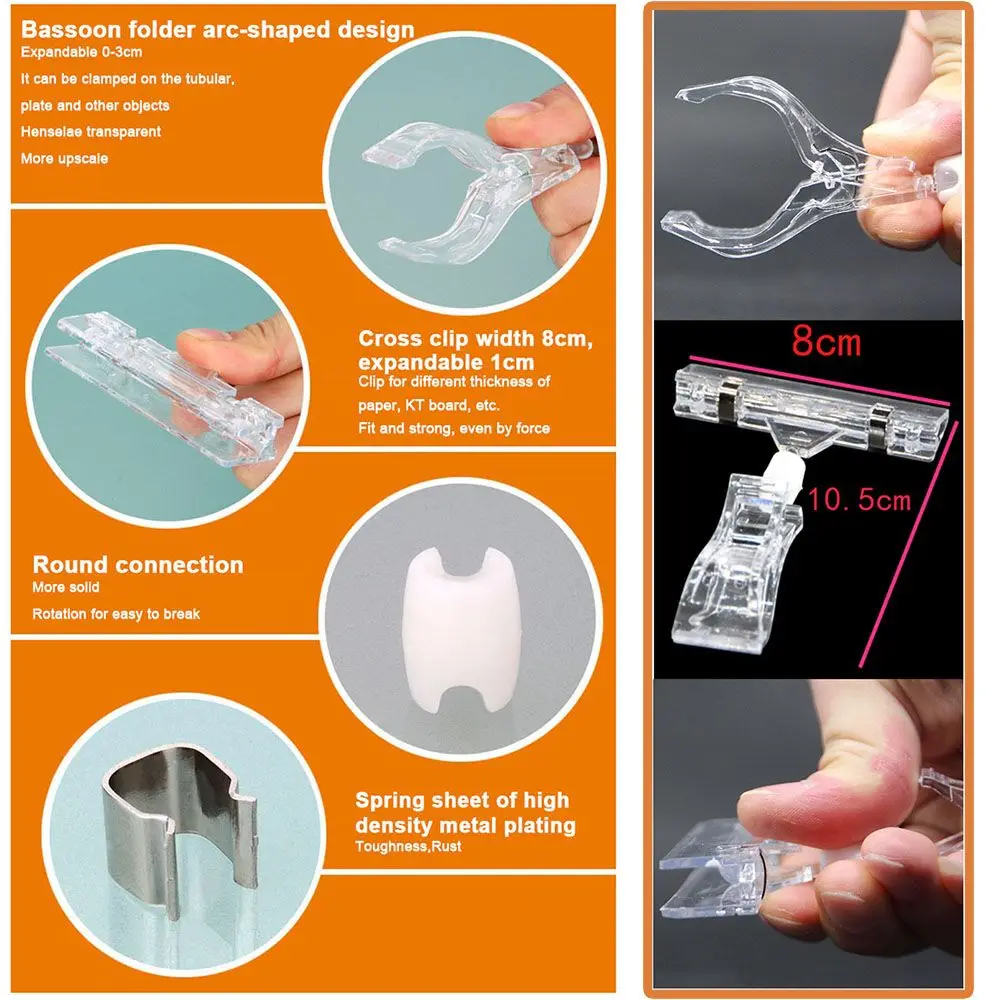 Clear POP Advertising Clips 3/5pcs Plastic Sign Display Price Label Tag Clip Holders In Supermarket Retails