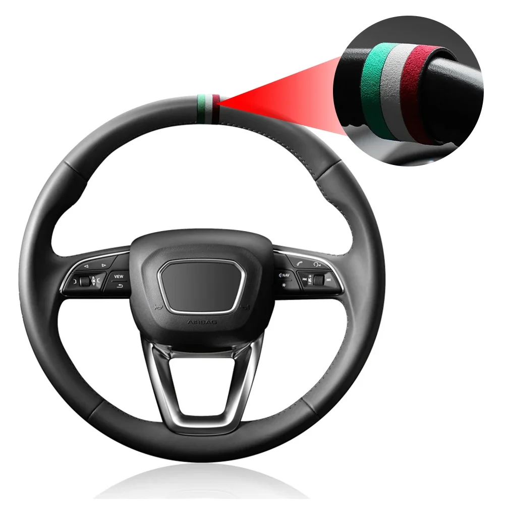 Italy Super Suede Steering Wheel Booster with Personality Center Line Flannel Interior Design Accessory